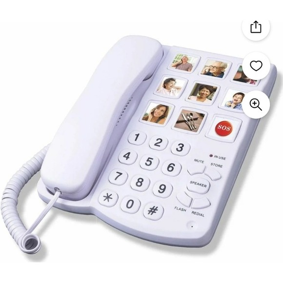Big Button Phone for Seniors Picture Speed Dial SOS Extra Loud Ringer Corded NIB - Picture 1 of 8